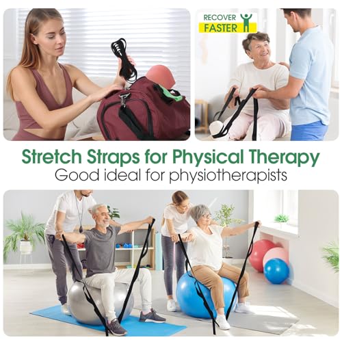 8 Pack Stretching Strap with 10 Loops Bulk Yoga Strap Bulk for Physical Therapy Stretch Bands with Loops Non Elastic Bands for Exercise Dance
