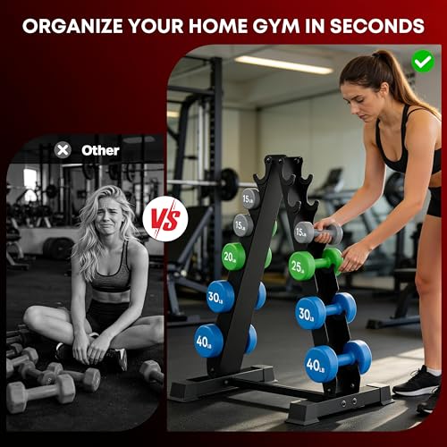 Dumbbell Rack Stand, Heavy Duty A-Frame Dumbbell Storage Rack, 5 tier Steel Dumbbell Holder for Home Gym Space Saver 200 LBS Capacity