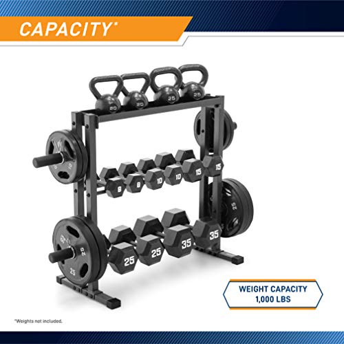 Marcy Weight Storage Organizer Racks for Dumbbells, Kettlebells, Weight Plates - color: Dark Grey Combo Weight Rack