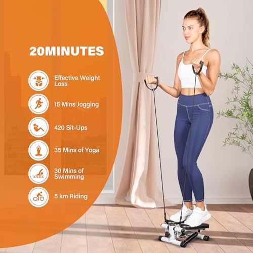YSSOA Mini Stepper with Resistance Band - color: White
