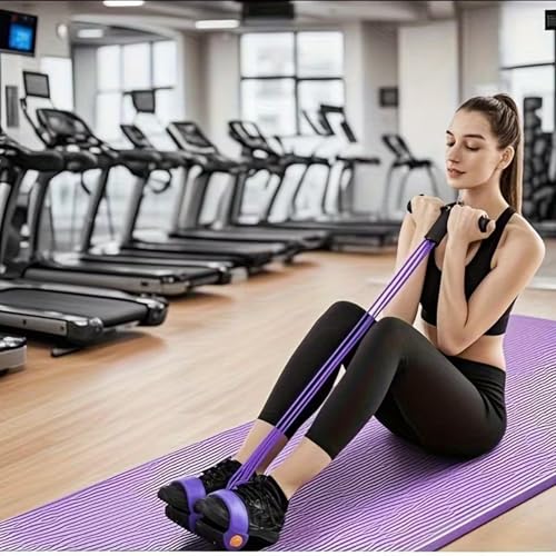 Upgraded Pedal Resistance Band with Handle, Soft Durable Fashion Puller Exercise with Thickened 6 Tension Ropes, Tube Pedal Resistance - color: Purple