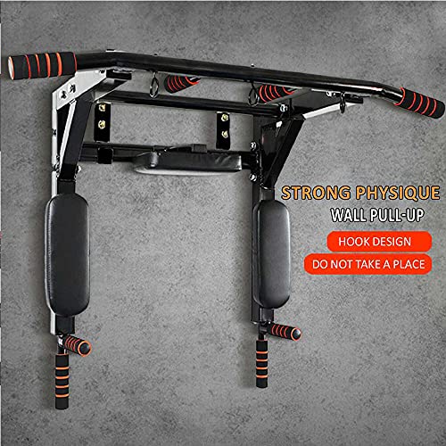 Wall Mounted Pull Up Bar - Heavy Duty Strength Training Fitness Equipment, Multifunctional Power Tower Dip Station Support to 550Lbs