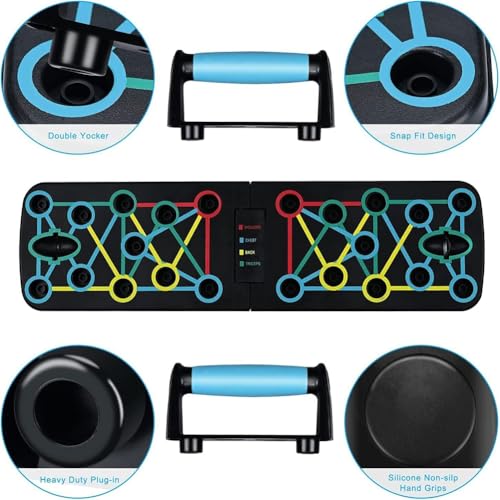 JIUSILIFE Multi-Functional Foldable Push Up Board, 2 in 1Push Up Bar with Resistance Bands, Chest Muscle Exercise, Training Arm, Professional Strength Training Equipment for Man and Women, Home Gym