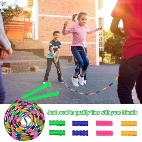 Coolrunner 16 FT Long Jump Rope(2 PACK), Double Dutch Jump Ropes, Soft Beaded Skipping for Kids Adults, Plastic Segmented Long Enough for 4-5 Jumpers - color: Green