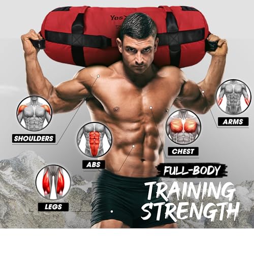 Yes4All Sandbags for Working Out, Adjustable Sand Bags for Weight Training with Handles, Combo Army Green (M + L)
