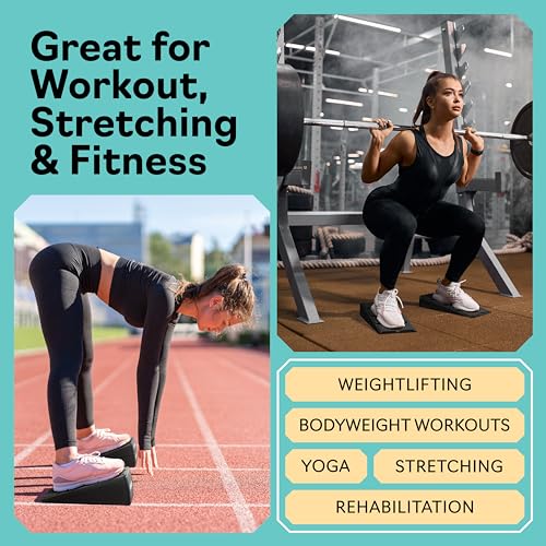 Squat Wedge Block Set of 3/5 - 960 LBS Capacity - Slant Board for Calf Stretching with 5 Stackable Angles - Calf Stretcher Slant Board - Workout Equipment - EPP Material for Exercise Equipment & Physical Therapy - color: Red&Black