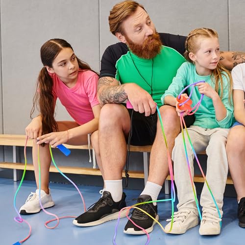 6 Pack Kids Jump Rope, Colorful Gradient Nylon Skipping Ropes for Children, 7.55FT Adjustable Length, Plastic Handles, Lightweight Jumping Ropes for Schools, Events, and Family Fun