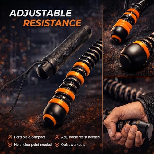 Portable Ropeless Battle Ropes, Heavy Duty Cordless Workout with Adjustable Weights, Cordless Fitness Men & Women Rope for Home Gym Strength Training & HIIT Low-Impact Equipment