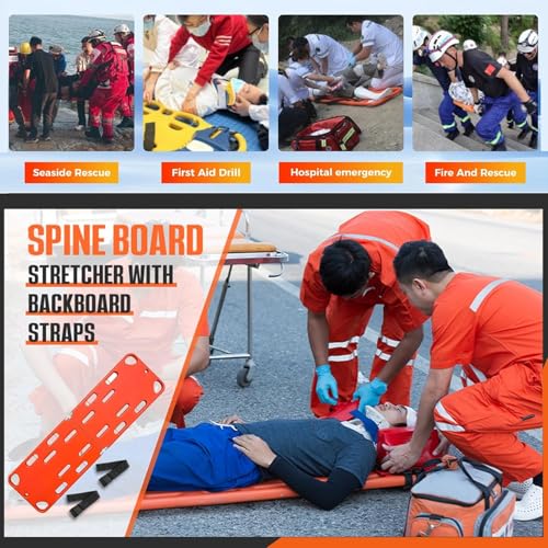 Foldable Spine Board Emergency Rescue Stretcher – Water Floating Plastic Backboard for Patient Transport with Safety Seat Belts, 350 lbs Weight Capacity (4Folds) - size: 4Folds