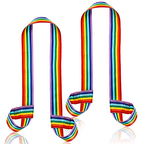 Skylety 2 Pcs Roller Skate Leash Adjustable Stretching Skate Boot Shoulder Strap Carrier for Child Women Men Skating - style: Rainbow Color Style