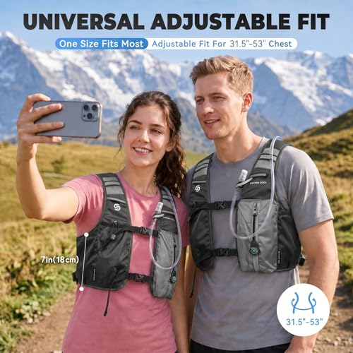 Cooling Hydration Vest with Cooling Packs, 2L BPA-Free Water Bladder, Lightweight Running Vest for Hiking, Cycling & Marathon Training - color: Charcoal Gray