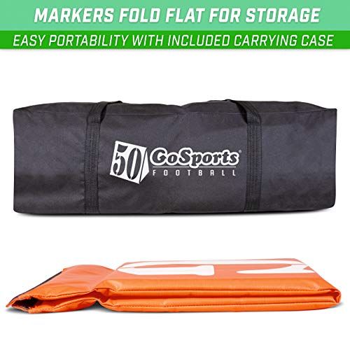 GoSports Football Field Yard Line Markers - Set of 11, High Visibility Weighted Yardage Markers with Portable Carrying Case