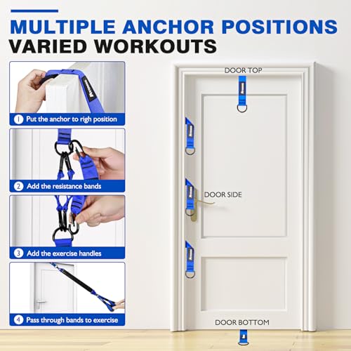 Home Gym Workout Equipment, Heavy Resistance Bands with Handles, Door Anchor, Tricep Rope Pull Down Attachment for Triceps, Biceps, Arms,Chest,Back Exercise, Best Replacement for Cable Machines