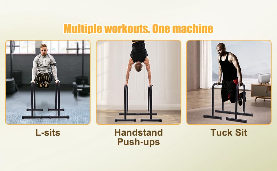 Dip Bar, Adjustable Parallel Bars for Home Workout, Dip Station with 440lbs Loading Capacity, Heavy Duty Parallel Bars Workout Equipment for Calisthenics, Strength Training