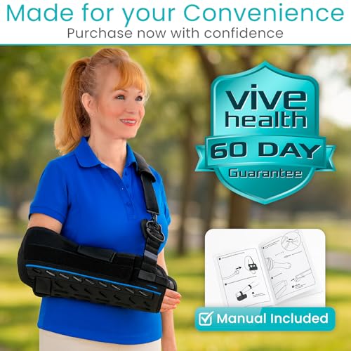 Vive Shoulder Sling with Abduction Pillow - Rotator Cuff Sling and Shoulder Immobilizer - Pain Relief After Surgery, Sublexion, Dislocated or Broken Arm - Adjustable Support with Exercise Ball (Medium)