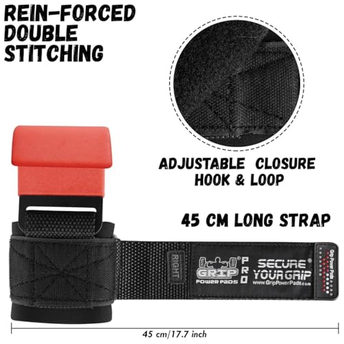Weight Lifting Rod Hooks Heavy Duty Wrist Wraps Power Weight Lifting Training Gym Grips Straps Set of 2 - color: RED, size: WOMEN-Wrist Size Small/Medium