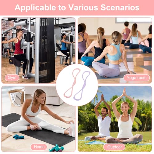 8 Resistance Band for Women, 2 Pcs Exercise Bands Resistance Bands with Handles, Portable 8 Shaped Exercise Band Stretch Bands for Strength Training Yoga Pilates