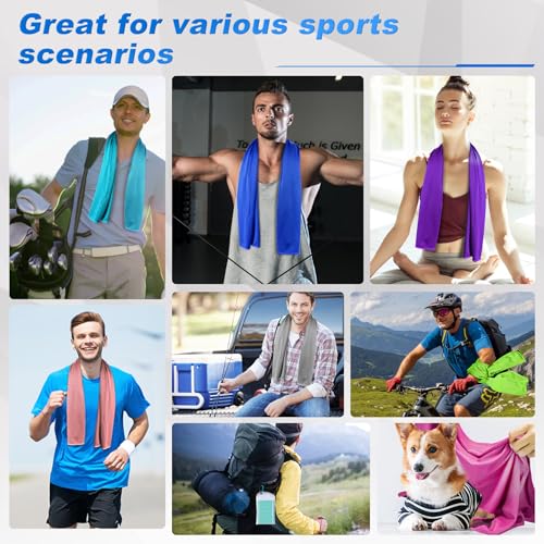 4 Pack Cooling Towel for Neck and face(40"x12"), Cooling Neck Wraps, Quick Dry Towels, Ice Towel for Gym, Yoga, Running, Workout - color: Royal Blue/Gray/Light Blue/Lake Blue