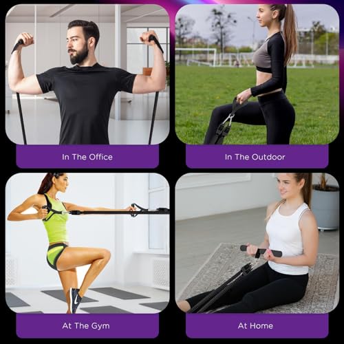 Upgrade Pedal Resistance Band, 4-Tube Elastic Sit Up Pull Rope for Men and Women,Pedal Puller for Strength Training,Foot Resistance Rope for Physical Therapy with 5Pcs Exercise Bands - color: Black