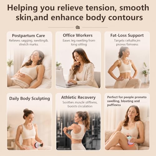 Lymphatic Drainage Massager & Anti Cellulite Massage Tool - Helps Reduce the Appearance of Cellulite and Stretch Marks, 4-in-1 Body Sculpting Machine with Heat, Light, Vibration & Microcurrent