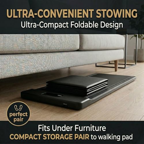 51" x 23.6" 4mm Compact Walking Pad Mat for Carpet Floors, Foldable Under Desk Treadmill Mat for Hardwood Floor,Waterproof Indoor Exercise Stationary Bike,Compact Elipitial, Gym Equipment, Black