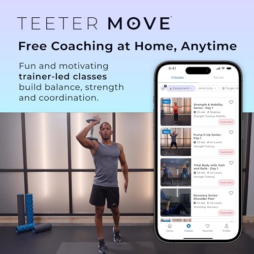 TeeterBell Multi-Grip Weight & Workout App - Dumbbell, Kettlebell & Medicine Ball All-in-one, Low-Impact Cardio and Toning for Functional Fitness - style: 6lb TeeterBell