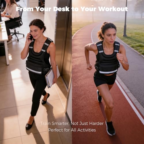 Weighted Vest Woman & Men,10lb Plus Size Weighted Vest With Phone Pockets & Reflective Strips for Walking, Running, Hiking,Rucking, Workout, Strength Training