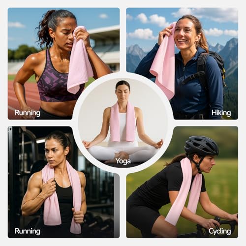 REDKISS 4 Pack Microfiber Gym Towels, Quick-Dry Sweat Towels for Workout, Yoga & Running, Soft Breathable, 39" x 16" - color: Pink/Light Blue/Green/Light Purple
