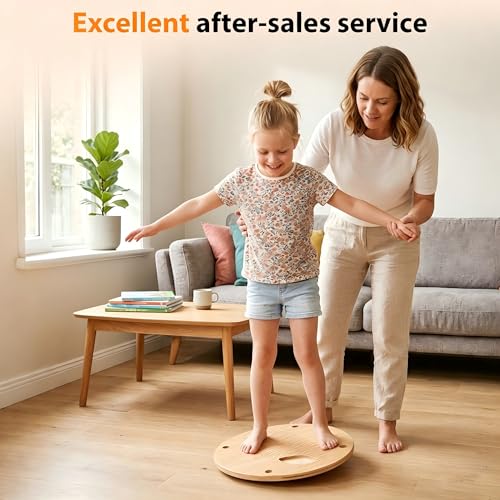 Wooden Wobble Balance Board for Adults– Balance Trainer for Kids, Toddlers, Teens & Adults, Standing Desk Balance Board for Core Training, Surf/Ski/Skate Prep, Rated for 440 Pounds of Weight