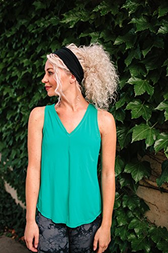 4" Wide Workout Headbands for Women (4 Pack) – Non-Slip Sweatbands for Gym, Running & Yoga - color: Black