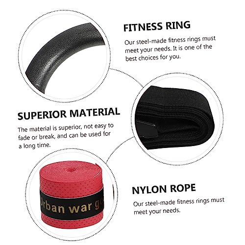 2pcs Adjustable Home Fitness Gymnastic Rings Set Durable Strap Sturdy Structure for Indoor and Outdoor Workouts for Fitness Enthusiasts