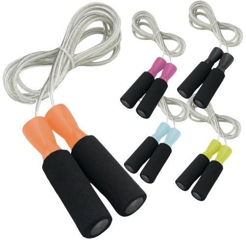 DA VINCI Weighted 10 ft Adjustable Speed Cable Jump Rope with Ball Bearing Handle Mechanism and 1/3 lb Weight in Each Handle - color: Orange
