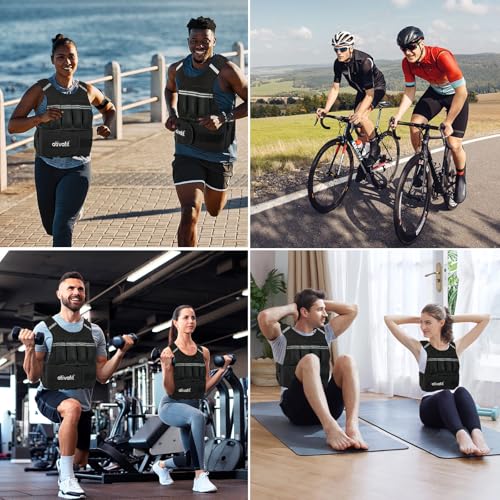ATIVAFIT Adjustable Weighted Vest 2–22LB with Removable Weights & Reflective Strips, Comfortable Workout Vest for Walking, Running, Strength Training, Cardio and Home Fitness for Men, Women & Teens