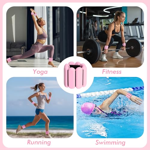 Wrist Ankle Weights for Women, Adjustable Ankle Weights Strength Training Silicone Bracelets Workout Wrist Ankle Weights for Men Women Yoga Running Dance Ankle Arm Leg Weights (2lb)