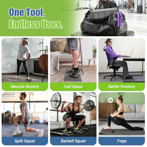 ODCPN Squat Wedge Block, 5 Adjustable Angles Slant Board for Calf Stretching with Stretching Strap & Poster, 520 LBS Heel Elevated Squat Wedge Capacity for Yoga, Ankle Physical Therapy & Mobility - color: Gray