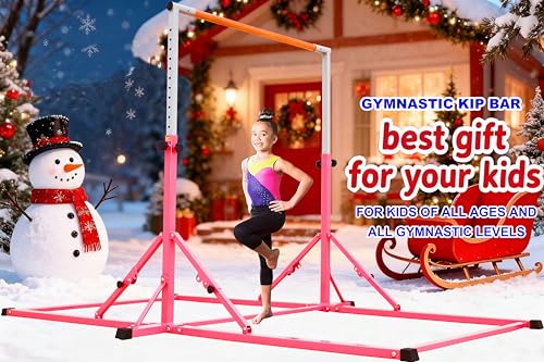 MARFULA Gymnastic Kip Bar for Kids Teens Ages 3-25 of All Gymnastic Levels - color: Pink (New Style - 8 Ft Base)