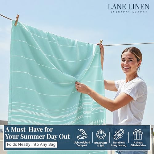 LANE LINEN Beach Blanket Sand Free & Lightweight Beach Towel - Hunter Green - color: 23: Hunter Green, size: Beach Blanket (82" x 82")