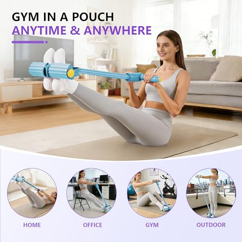 Upgraded Pedal Resistance Band with Handle, Soft Durable Fashion Puller Exercise with Thickened 6 Tension Ropes, Tube Pedal Resistance Device for Abdomen, Waist, Arm, Leg, Core/ABS