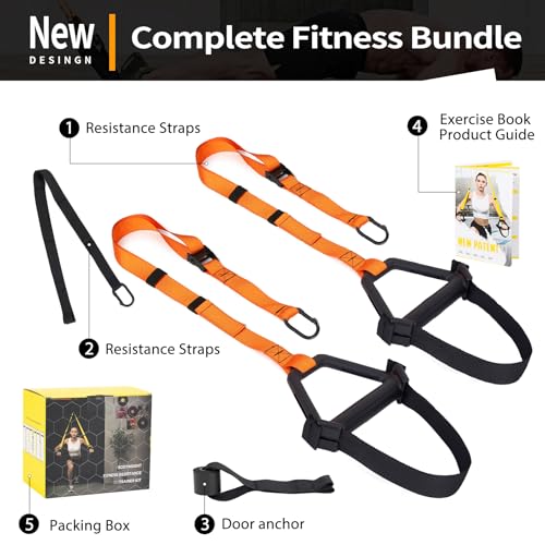 Bodyweight Resistance Training Straps,Training straps Complete Home Gym Fitness Trainer kit for Full-Body Workout Easy Setup Gym Home Outdoors