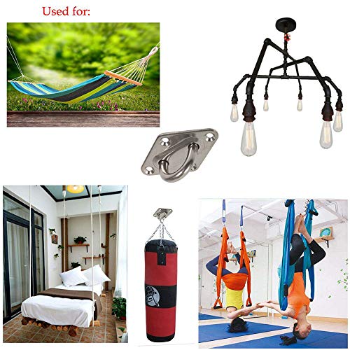 Heavy Duty Hammock Hanging Kit Pad Eye Plates Staple Ring Hook,Ceiling Wall Mount Anchor Hooks Hanger for Swing Chair Suspension - Shade Sail Hardware for Outdoor Indoor Activity(Stainless Steel)