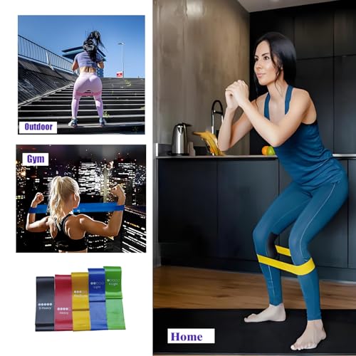 Resistance Loop Exercise Bands with Instruction Guide, Set of 5