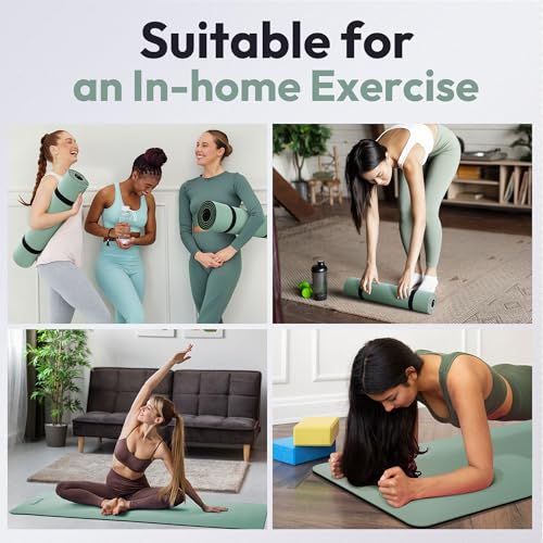 Umineux Non Slip Yoga Mat 72"x24" Exercise & Fitness Mat For Women and Men - color: Matcha Green & Black, size: 10MM