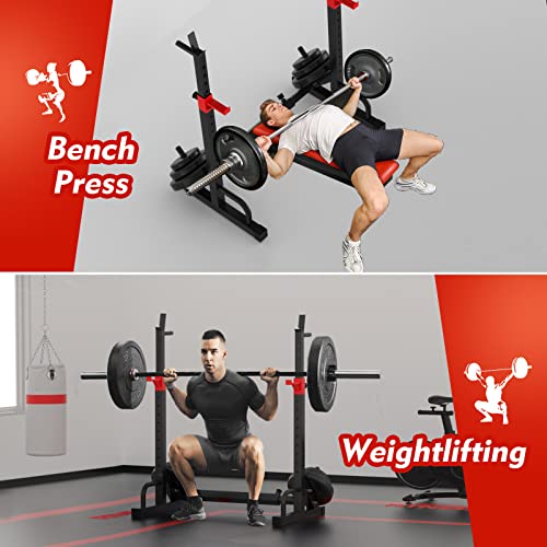 FONBEAR Adjustable Squat Rack, Barbell Rack, Bench Press 550 LBS Max Load Multi-Function Home Gym Weight Lifting Dumbbell Racks Stands - Great for Beginners and Professional Use