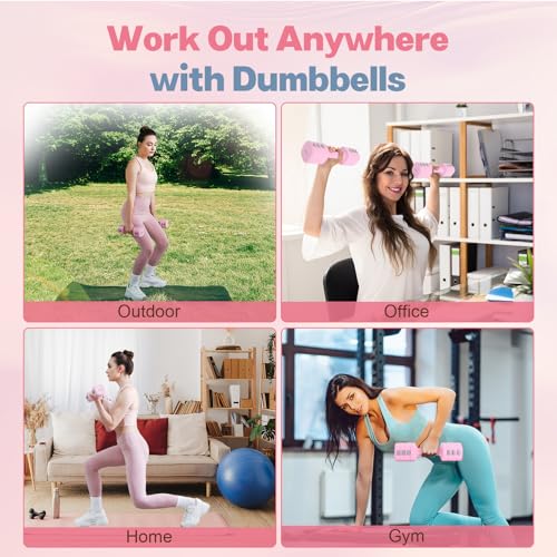 kisnbld Adjustable Dumbbell Set of 2, 4 in 1 Free Weights Dumbbells Set for Women with Fast Adjustment, Each 2lb 3lb 4lb 5lb Hand Weights Set for Home Gym & Outdoor Exercise Training - color: Pink, style: Pair