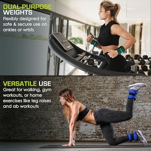 ProsourceFit Ankle/Wrist and Arm/Leg Weights Set of 2, Adjustable Strap 1 lb-5 lb, Adjustable Weight 15 lb, 10 lb, 7 lb for Men and Women - color: Grey, size: 2lb