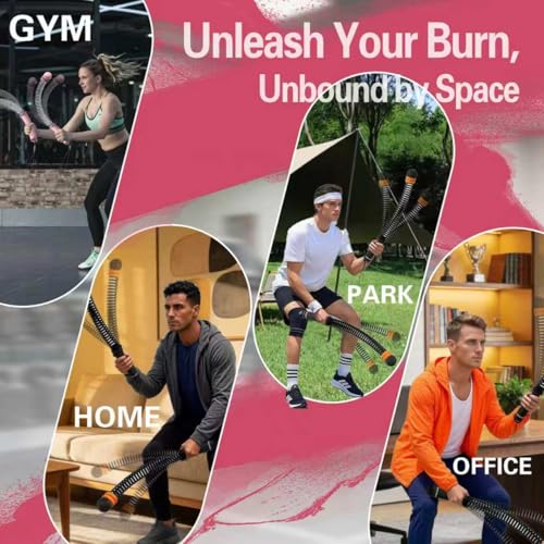 Portable Ropeless Battle Ropes Sticks Adjustable Weight for Home Gym,Three Colors Available (Pink)