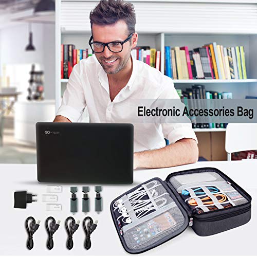 BUBM Electronic Organizer, Double Layer Travel Gear Bag for Cables, Plugs, Flash Hard Drive, Power Bank and More--a Sleeve Pouch for iPad (Large, Black) - size: Large-For 9.7" iPad or Tablet