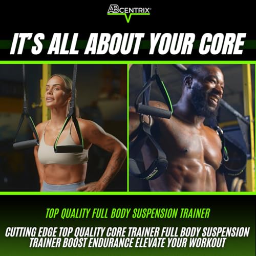 AbSling 2.0 – Premium Hanging Suspension Trainer for Core & Upper Body Strength Training | Heavy-Duty Gym-Grade Ab Slings for Hanging Leg Raises, Abdominal Workouts & Six-Pack Sculpting | Cutting-Edge Two-Pulley Training System Makes Strengthening Easier