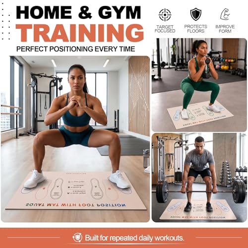 Squat Mat with Foot Position,Non-Slip Workout Mat for Squats & Leg Exercises, Improves Muscle Activation & Knee Support, Home Gym Fitness Mat,30 * 13.8"inch Squat Pad - color: Beige