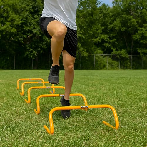 Multi-Sport Speed Training Hurdles Set of 6 Mini Hurdles for Agility & Coordination, Lightweight PVC Construction, Ideal for Football, Soccer, Baseball, Hockey, Track, Tennis, Lacrosse, 6 inch
